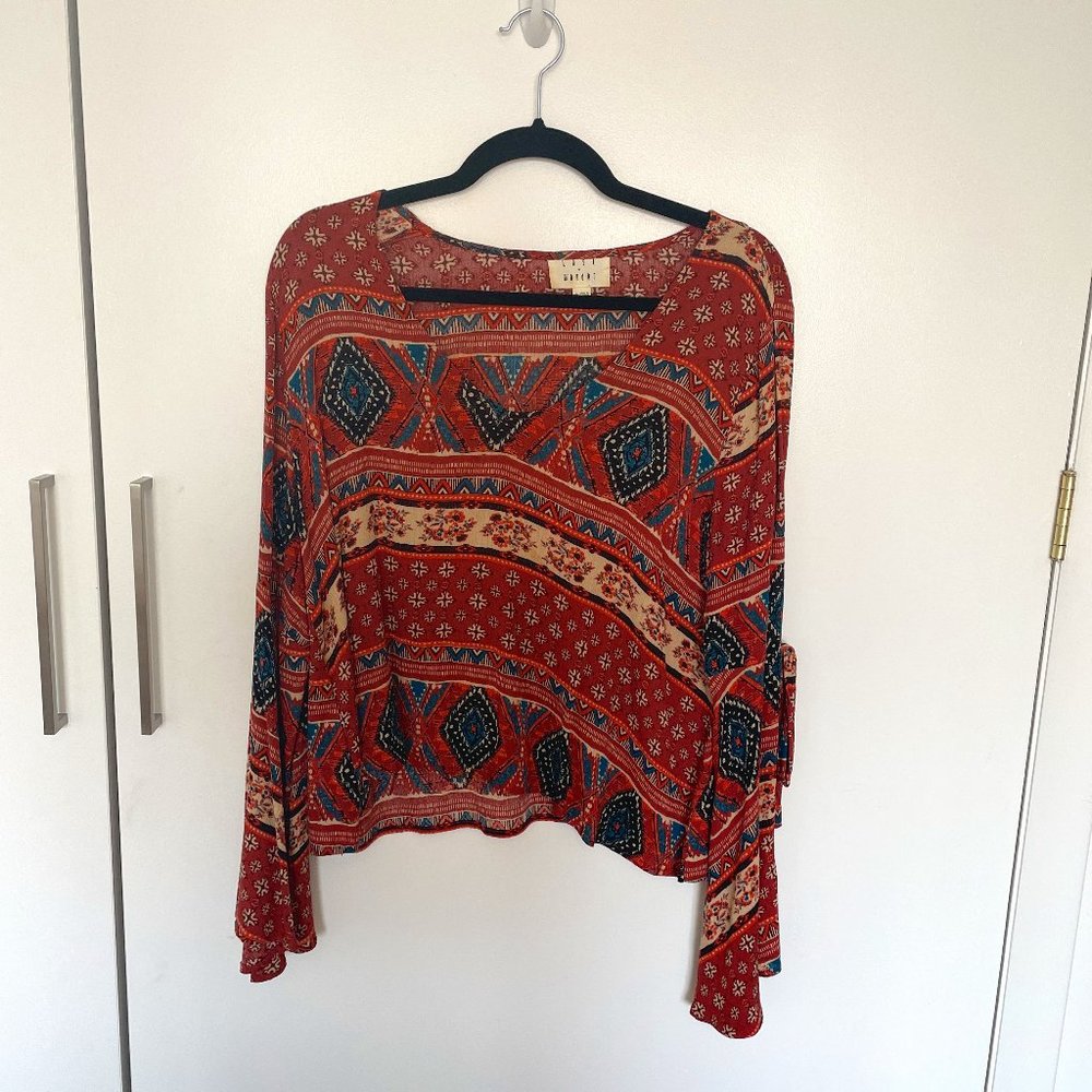 Lost + Wander Boho Top with Bell Sleeves